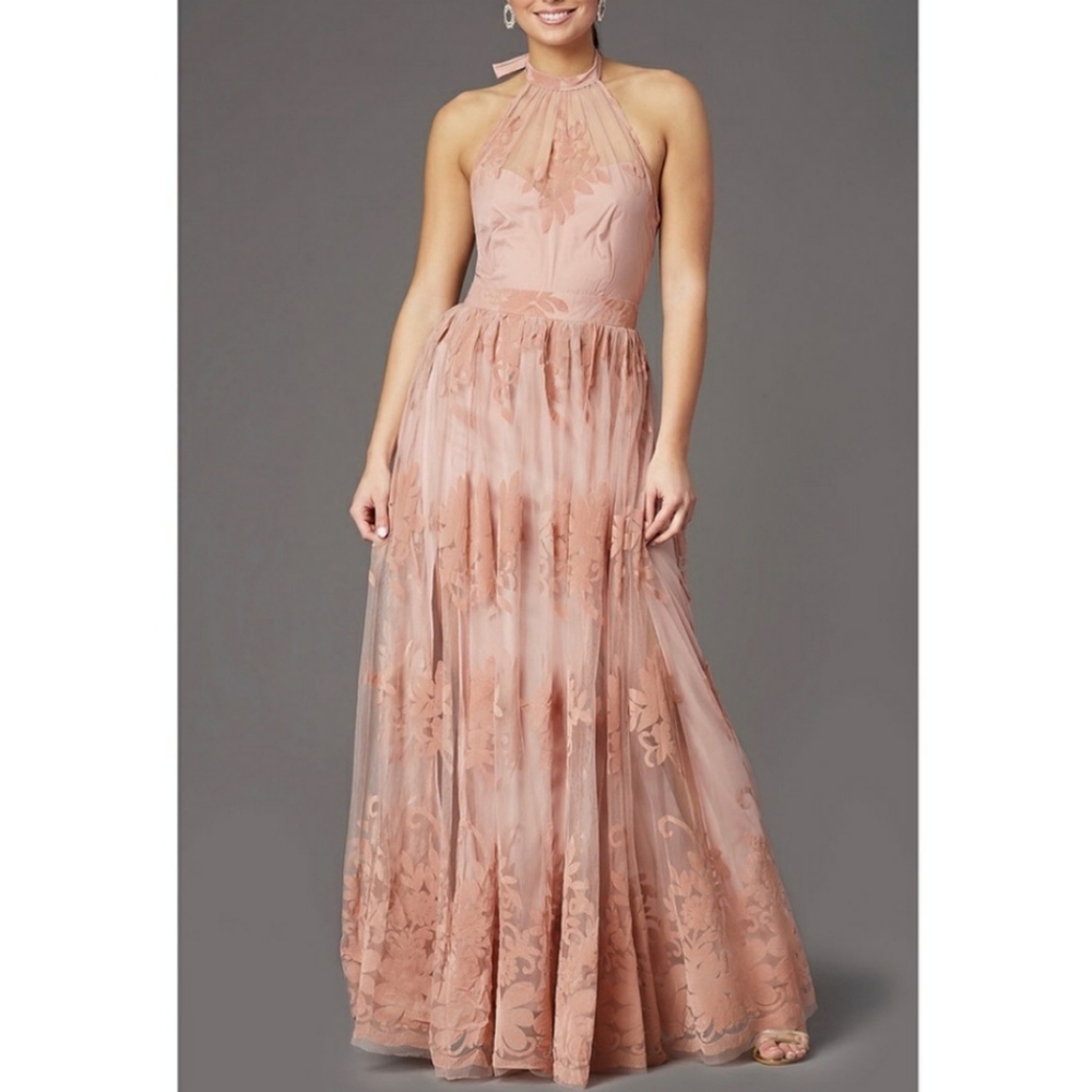 Pink tulle lace dress gown